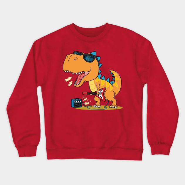 Rock Star T-Rex Crewneck Sweatshirt by WorldDinosaurs